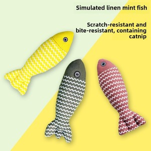 Commercio all'ingrosso di lino pesce erba gatta giocattolo interattivo per animali domestici giocattolo da masticare erba gatta peluche moto gatto giocattoli - Product Image 6
