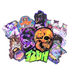 Bolsas de Mylar 3.5 Troqueladas Planas con Cierre Zip de 3.5g, 14g, 28g, 1lb, Empaque de Plástico Holográfico con Forma Especial Única y Logo Personalizado - Product Image 2