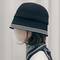 Sombrero Cloche Casual de Lino Rayado Plegable de Alta Calidad para Adultos, Ideal para Viajes al Aire Libre, Venta al por Mayor