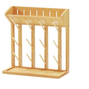 ชั้นวางขวดนมไม้แบบหลายชั้นพร้อมที่เก็บจุกนมหลอกสำหรับวางบนโต๊ะ - Product Image 2