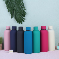 Produits de gros colorés pour l'extérieur en acier inoxydable bouteille à petite ouverture tasse maigre droite réutilisable à double paroi article cadeau