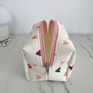 Custom Eco-Friendly Hearts Cotton Makeup Pouch Travel Zipper <b>Storage</b> for Bags Ladies Cute Cosmetic Organizer Bridesmaid - Product Image 3