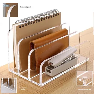 Organizador de Archivos y Cartas de Acrílico con Tres y Cinco Compartimentos para Clasificación de Oficina - Product Image 3