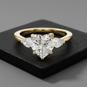 แหวนเพชรทรงหัวใจ E VVS2 IGI Certified Lab Grown Diamond แบบสามเม็ด สำหรับหมั้นและวันครบรอบ ทำจากเงินแท้ 10k ดีไซน์หรูหราสำหรับทั้งชายและหญิง - Product Image 3