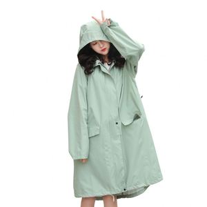 Manteau de pluie long pour femme avec capuche, coupe-vent léger pour l'extérieur, veste imperméable - Product Image 1