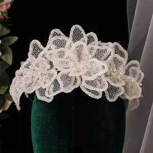 Korean kore el yapımı süper güzel hollow mesh rhinestones çiçek kafa bandı düğün elbisesi aksesuarları gelin headpieces