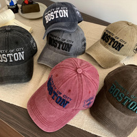 Gorra de Béisbol Estilo Americano Vintage para Mujer, 6 Paneles, Ajustable, Ala Ancha, Cuatro Estaciones, Estilo Coreano, Bordada, Poliéster/Algodón
