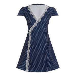 Elegante Vestido Mini de Mujer con Cuello en V Profundo, Inserto de Encaje, Tejido a Cuadros, Cintura Natural, Lavable y Fluido para Uso Diario - Product Image 6