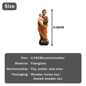 Recuerdo Personalizado de Fibra de Vidrio, Estatua de Resina de San José Católico <span class=keywords><strong>y</strong></span> Cristiano Sosteniendo a Jesucristo - Product Image 3