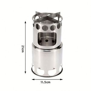 Ensemble de cuisine en acier inoxydable avec réchaud à bois, kit de cuisine de camping léger pour 1-2 adultes - Product Image 4