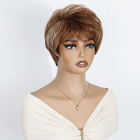 Perruque Pixie Synthétique Faite à la Machine, Cheveux en Fibre Résistante à la Chaleur, Courte Perruque Pixie Synthétique sans Colle Faite à la Machine pour Femmes Blanches