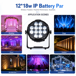 ไฟพาร์ LED สำหรับภายนอกอาคาร ระดับ IP65 ใช้พลังงานแบตเตอรี่ 12x18W RGBWA UV ไร้สาย DMX สำหรับงานปาร์ตี้ งานเต้นรำ และงานเฉลิมฉลอง - Product Image 6