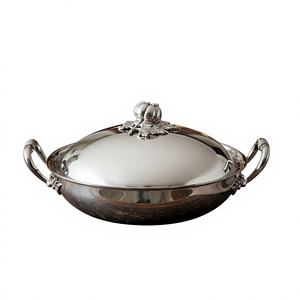 Elegant Eco-Friendly Iron Serving Bowl Pumpkin <b>Lid</b> Handle Harvest Festival Casserole <b>Dish</b> Wedding Hotel Catering Pans - Product Image 1