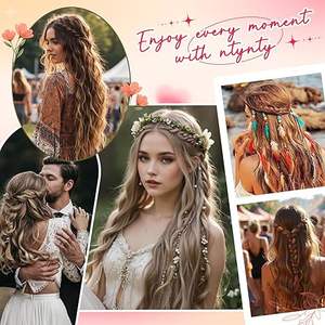 <span class=keywords><strong>Extensiones</strong></span> <span class=keywords><strong>de</strong></span> <span class=keywords><strong>Cabello</strong></span> Trenzado con Clip, Estilo Boho, para Festivales, Princesas, Cosplay, Bodas, para Mujeres - Product Image 4