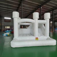 Château gonflable blanc gonflable Bounce House avec toboggan et piscine Hupfburg Aufblasbare Spielzeuge pour les fêtes en plein air des enfants