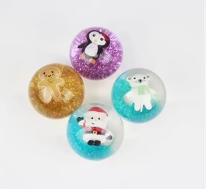 Balle rebondissante lumineuse de Noël colorée de haute qualité OEM, avec paillettes aquatiques, jouets sensoriels écologiques pour enfants - Product Image 1