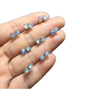 Mehrajudin Gems Sterling <b>Silver</b> Geometric Moonstone Classic <b>Stud</b> <b>Earrings</b> Third Party Appraisal Claw Setting Men's Jewelry for - Product Image 1