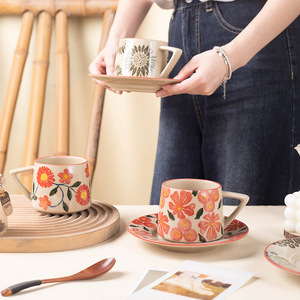 Ensemble tasse et soucoupe en céramique 330 ml avec poignée pour le thé de l'après-midi et l'utilisation au bureau - Product Image 3