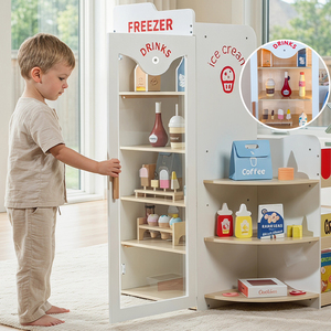 Juguetes Educativos Montessori, Múltiples Productos <span class=keywords><strong>de</strong></span> Simulación, Refrigerador Luminoso <span class=keywords><strong>de</strong></span> Madera, Juego <span class=keywords><strong>de</strong></span> Imitación <span class=keywords><strong>de</strong></span> Supermercado <span class=keywords><strong>para</strong></span> Niños - Product Image 4