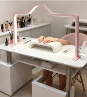 Lampe à ongles LED demi-lune rose à strass, intensité réglable, lumière arquée ajustable pour maquillage permanent et espace de travail de salon de beauté