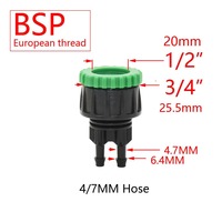 Connecteur de Robinet de Jardin Fileté 1/2" 3/4" en Plastique, Adaptateur Rapide pour Système d'Irrigation Micro-Goutte à Goutte, Accessoires de Serre