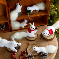 Ensemble d'ornements de Noël réaliste en forme d'écureuil, figurine animale floquée pour la décoration de l'arbre de Noël, cadeau mignon pour la décoration de la maison pendant les fêtes