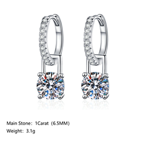 Pendientes de Aro de Plata 925 con Moissanita Redonda de 2CT VVS1 GRA, Joyería de Moda para Mujer, Dos Formas de Usar - Product Image 2