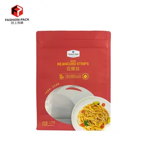 Gravure Printing Aluminium Foil One Side Clear Bags Flat Bottom Bag Side Dish Noodles Packaging Pouch