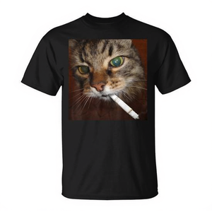 Cat Meme Smoking <b>Cigarette</b> T-Shirt Unisex Adult Size Large Funny Graphic Design - Product Image 2