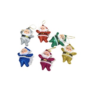 Mini décorations de Noël floquées rouges en plastique, faites à la main, avec paillettes dorées, 6 couleurs, pour sapin de Noël, vente directe usine - Product Image 5