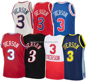 Jersey Basket Pria Jahitan Retro Klasik Kota Vintage Allen Iverson Kualitas Terbaik - Product Image 1