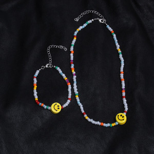 Collar de Cuentas con Colgante de Cara Sonriente, Cuentas de Colores, Conjunto de Joyería de Moda para Fiesta - Product Image 4
