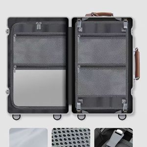 <span class=keywords><strong>Valise</strong></span> en aluminium à large poignée personnalisée Sac de <span class=keywords><strong>cabine</strong></span> à ouverture frontale Valises à <span class=keywords><strong>roulettes</strong></span> multifonctions Bagages à main Roues pivotantes - Product Image 6