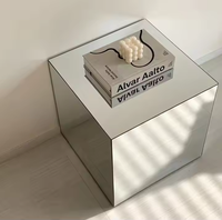 Table basse moderne de luxe Smoky Mirror carré Cube pour salon chambre à coucher salle à manger Villas hôtel appartement