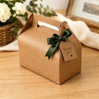 Boîte à poignée en papier kraft vierge personnalisée, boîte d'emballage simple, boîte cadeau pliable pour boulangerie, aliments, mariage, emballage cadeau