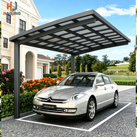 Abri de voiture en aluminium à toit arqué, auvent en polycarbonate, imperméable, résistant aux UV, revêtement poudré, garage extérieur pour voiture