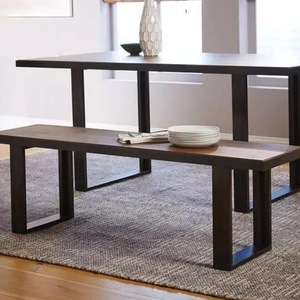 Muebles de Restaurante de Estilo Industrial, Mesa de Conferencia de Madera Maciza con Marco de Metal, Mesa de Comedor Duradera para 6 Personas, Sala de Estar Moderna - Product Image 3