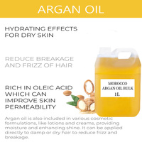 Huile d'Argan du Maroc 100% Pure, Naturelle, Biologique et Végane 1L – Formule 2-en-1 Nourrissante et Réparatrice pour Cheveux, Corps et Visage, Sans Silicone