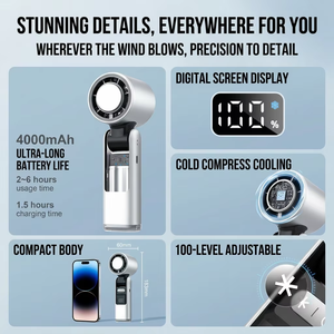 Bulk LED Digital Display Turbo Fan 2400mAh 100 Speeds Adjustable Handheld Fan Electric Portable Personal Mini Fan for Outdoor - Product Image 5