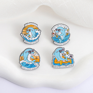 Mentalement <span class=keywords><strong>je</strong></span> <span class=keywords><strong>suis</strong></span> ici épingles en émail citation drôle monter la vague dauphin tropical plage broches revers Badge bijoux cadeaux pour les amis - Product Image 3