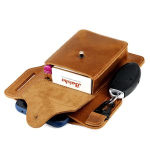 <b>Mens</b> Belt <b>Pouch</b> Edc Tool Phone Holder Vintage Case Genuine Leather Travel Hiking Waist Pack Cowhide Holster - Product Image 4