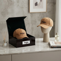 Boîte d'emballage rigide en papier noir mat personnalisée avec logo, forme cube profond, magnétique, pour casquette de baseball de luxe, chapeau, couvre-chef, cadeau, vente en gros, en vrac