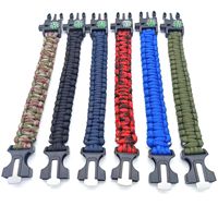 Prêt à expédier Randonnée Camping Pêche Matériel de chasse boussole allume-feu sifflet Bracelet survie