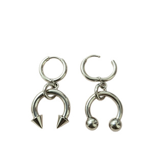 Pendientes de Acero Inoxidable en Forma de C con Extremos de Bola y Púas, Estilo Punk Unisex, Joyería de Moda, Acero 304 con Acabado Pulido - Product Image 5