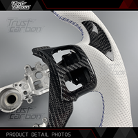 Volant personnalisé en fibre de carbone avec LED pour Lexus IS Series IS250 IS350 RC 2013-2025, avec poignée en cuir perforé blanc