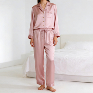 Ladies high-end Arundo donax plant fiber and <b>silk</b> <b>pajamas</b> set Resistant to pilling Solid color <b>pajamas</b> - Product Image 1
