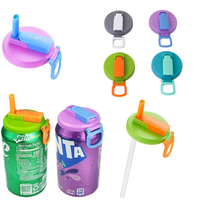 Pailles en silicone BPA-FREE Couvertures de canettes de soda Protecteur de bouchon de canette en plastique réutilisable Couvercles de cola avec pailles