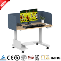 Bureau de travail contemporain, table relevable en métal réglable en hauteur, bureau debout motorisé pour un espace de travail moderne