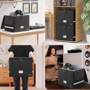 클래식 디자인 내화 방수 잠금 비닐 기록 보관 상자 사각 접이식 주최자 100 12 인치 싱글 레코드를 보관 - Product Image 5