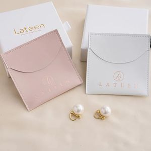 Wholesale <b>White</b> Pink Jewelry Storage Organizer Pouch Beige 8*8cm Pu Leather Bags <b>Envelope</b> Jewelry Pouch - Product Image 1